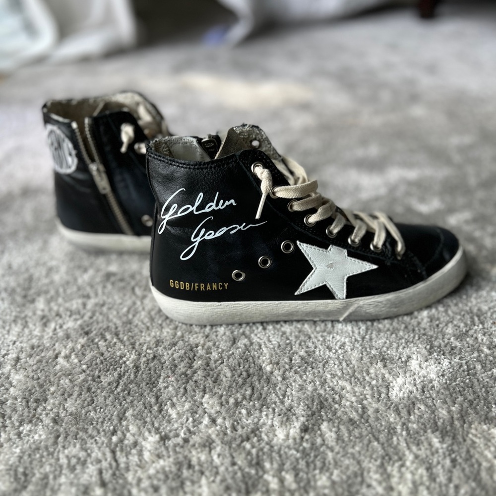 ❌SOLD❌ Size 36 Golden Goose Black Leather Francy High Tops.